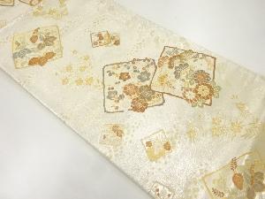 色紙に松・梅・菊模様織出し袋帯